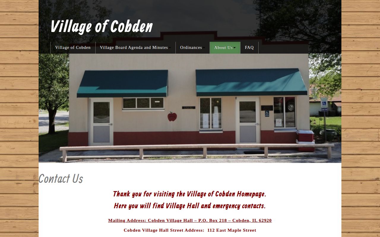 Official Cobden contact page listing police and village phone numbers