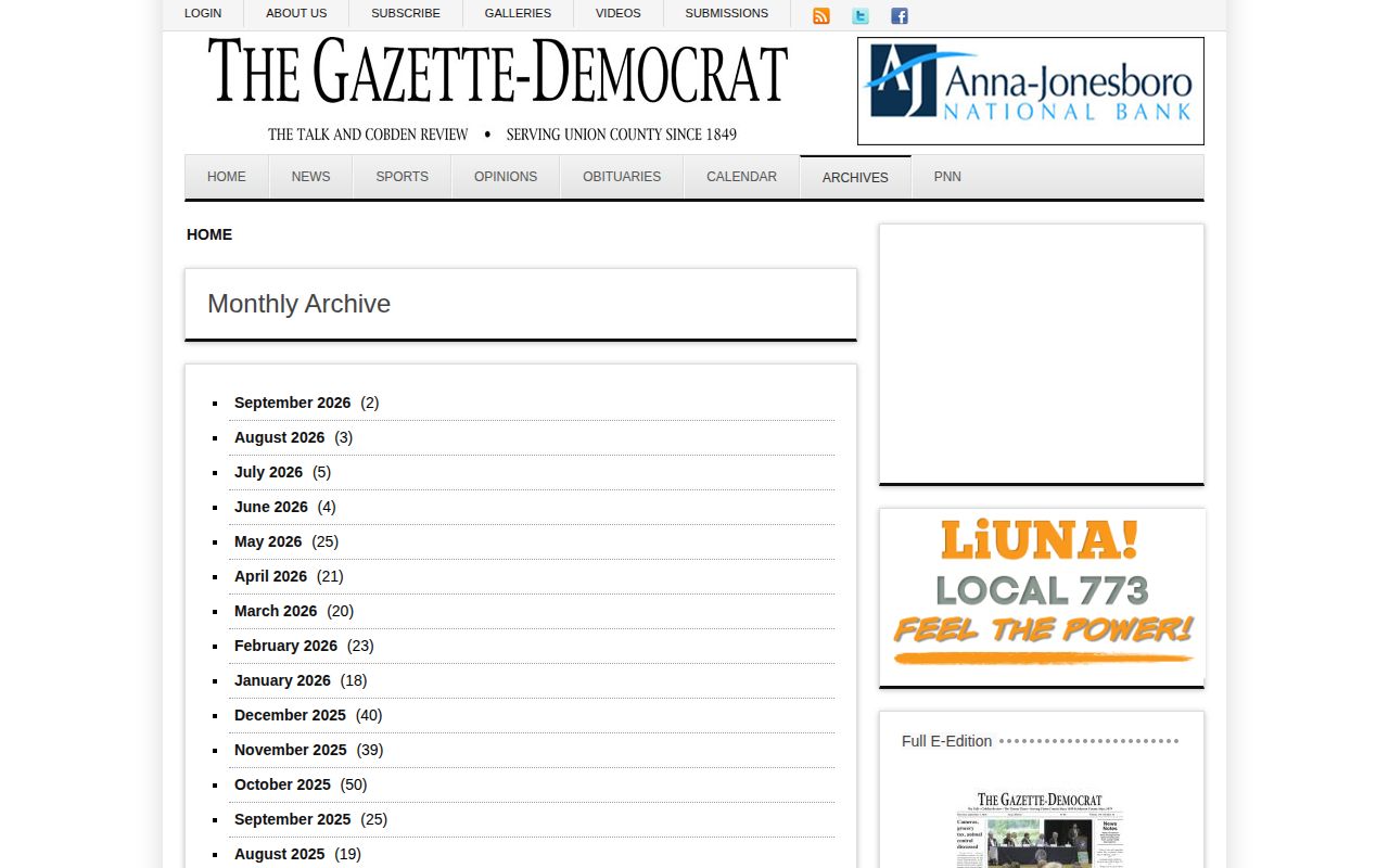 Gazette-Democrat local news archive for Union County Illinois