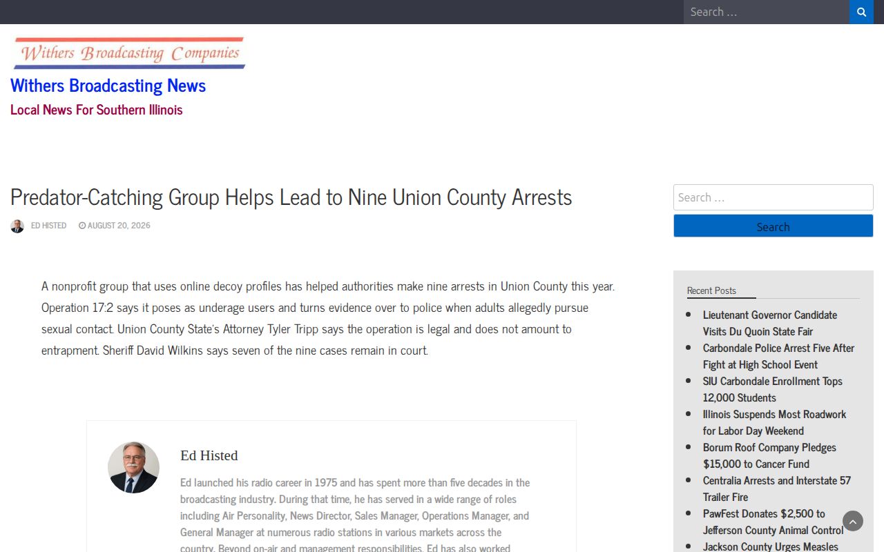 Regional news report concerning Union County arrests and court action